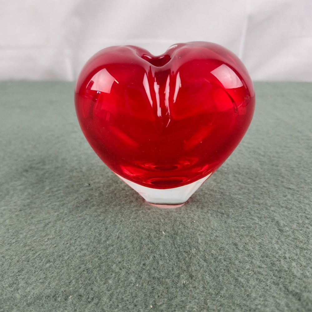 Murano Style Glass Sommerso Ruby‎ Red Heart Bud Vase